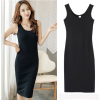 Stock in KL123 Women Sleeveless Dress Fit Solid Color Casual Midi Dresses
