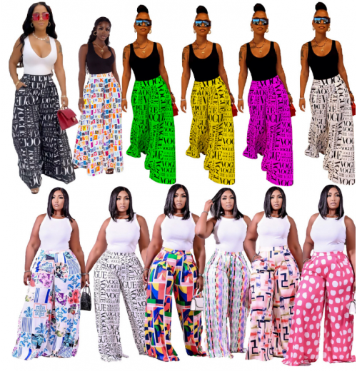2023 new Pretty Print Palazzo pants High Waist Loose long wide leg pants Women's pants & trousers 2023 new Pretty Print Palazzo pants High Waist Loose long wide leg pants Women's pants & trousers