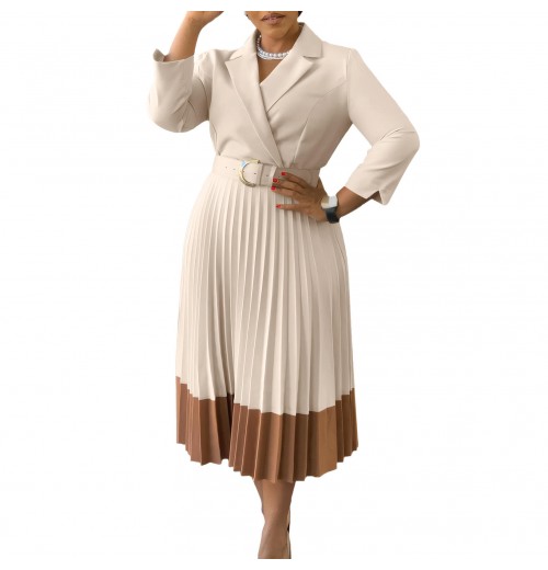 New Arrived Ladies Long Sleeve Office Dresses Fashion Elegant Women's Clothing With Belt Pleated Dress New Arrived Ladies Long Sleeve Office Dresses Fashion Elegant Women's Clothing With Belt Pleated Dress