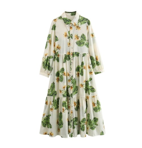 PB&ZA Women 2024 Summer New Fashion Flower Printing Dress Vintage Long Sleeve Female Dresses Vestidos Mujer PB&ZA Women 2024 Summer New Fashion Flower Printing Dress Vintage Long Sleeve Female Dresses Vestidos Mujer
