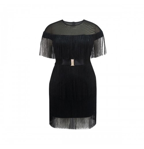 Elegant Wind Women's High-Waisted Fringe Dress with Belt Fashionable Comfortable Print Casual Sexy Summer Dress Elegant Wind Women's High-Waisted Fringe Dress with Belt Fashionable Comfortable Print Casual Sexy Summer Dress