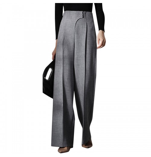 TWOTWINSTYLE Irregular Vegan Striped Wide Legged Straight Loose Women's Pants TWOTWINSTYLE Irregular Vegan Striped Wide Legged Straight Loose Women's Pants