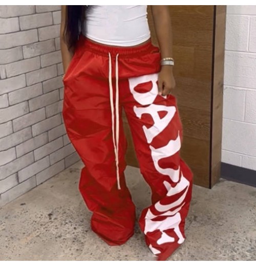 Vintage Chic Streetwear Elastic Waist Drawstring Hip Hop Pants for Women Vintage Chic Streetwear Elastic Waist Drawstring Hip Hop Pants for Women