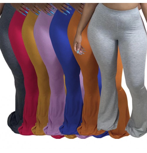 Stylish Plus-Size Women's Solid Color Flared Trousers Stylish Plus-Size Women's Solid Color Flared Trousers