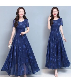 Pure Cotton Princess Style Sleep Dress Women's Loose Short Sleeve Summer Home Clothes Sweet Style round Neck Pullover Dress