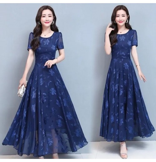 Pure Cotton Princess Style Sleep Dress Women's Loose Short Sleeve Summer Home Clothes Sweet Style round Neck Pullover Dress