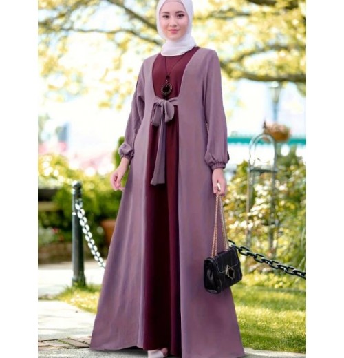 Gaun Kaftan Lengan Panjang dan Lengan Tiga Suku
