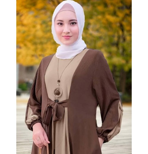 Gaun Kaftan Lengan Panjang dan Lengan Tiga Suku