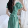 Korean Style White Bow Slip Dress Summer Lace-up Mid Length Dress Small Fresh Dress For Women