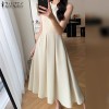 ZANZEA Korean Style Women Autumn 3/4 Sleeve Hollow Out Lapel Plain Dresses Ruffled Button Knee Length Dress #1208