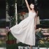 Fawzia French White V-neck Shirt Dress for Women Summer Plus Size Half-sleeved Waist-cinching Mid-length Skirt