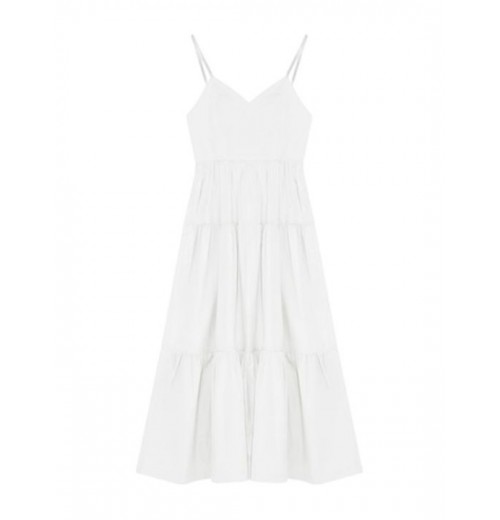 Fawzia French White V-neck Shirt Dress for Women Summer Plus Size Half-sleeved Waist-cinching Mid-length Skirt