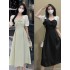【READY STOCK AT Johor】 CherryShop⭐Women's dress loose black suspender long dress large size women's clothing