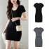 ZANZEA Korean Style Women Summer Puff Sleeve Half-Button Dresses Crew Neck Pleated Knee Length Plain Dress #0811