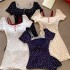 ZANZEA Korean Style Women Office Fake Two Pieces Short Sleeve Dresses Crew Neck Midi Plain Bowknot Party Dress #0908