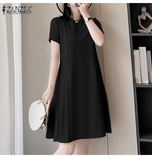 Elegant Black French Vintage Dress Women's Summer New Hepburn Style Slimming High Quality Polyester Fiber A-Line Dress
