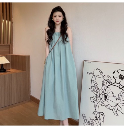 V-Neck A-Line Midi Dress Women's Cotton Linen Short Sleeve Waist-Cinching Slimming plus Size Dress Belted Spring Autumn New Style