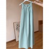 V-Neck A-Line Midi Dress Women's Cotton Linen Short Sleeve Waist-Cinching Slimming plus Size Dress Belted Spring Autumn New Style
