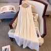 V-Neck A-Line Midi Dress Women's Cotton Linen Short Sleeve Waist-Cinching Slimming plus Size Dress Belted Spring Autumn New Style