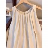 V-Neck A-Line Midi Dress Women's Cotton Linen Short Sleeve Waist-Cinching Slimming plus Size Dress Belted Spring Autumn New Style