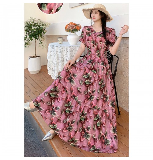 Cotton Dress Women Ethnic Style 2023 Summer New Retro Floral Large Swing Dresses Female Loose Oversized Women Clothes