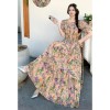Cotton Dress Women Ethnic Style 2023 Summer New Retro Floral Large Swing Dresses Female Loose Oversized Women Clothes
