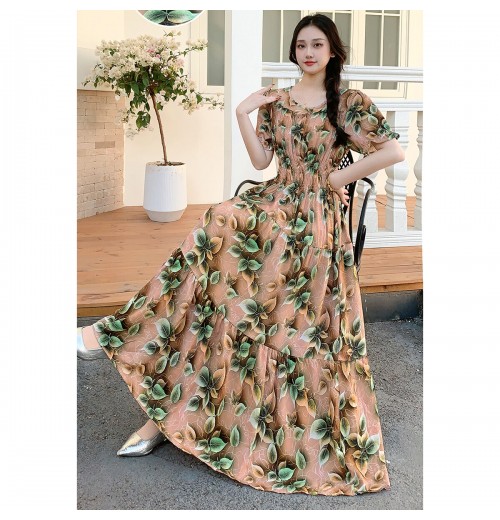 Cotton Dress Women Ethnic Style 2023 Summer New Retro Floral Large Swing Dresses Female Loose Oversized Women Clothes
