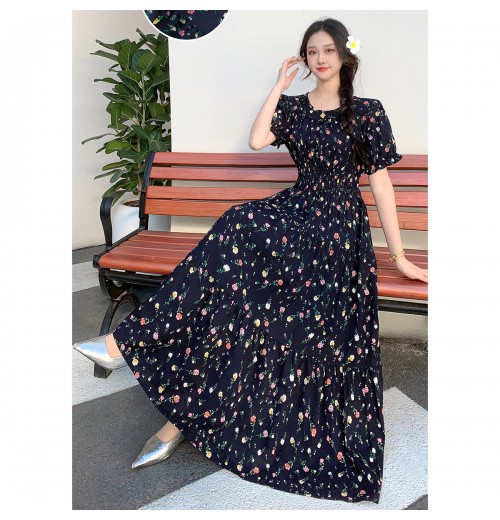 Cotton Dress Women Ethnic Style 2023 Summer New Retro Floral Large Swing Dresses Female Loose Oversized Women Clothes