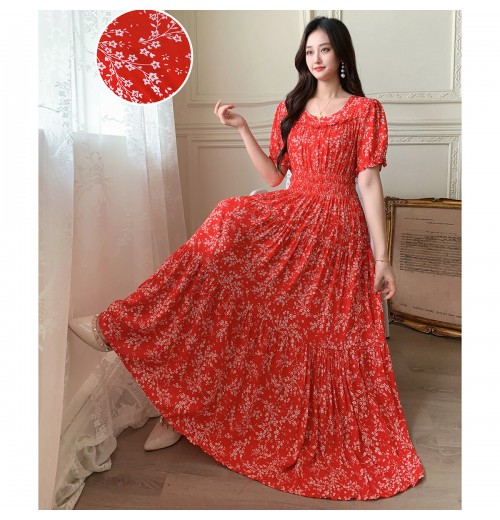Cotton Dress Women Ethnic Style 2023 Summer New Retro Floral Large Swing Dresses Female Loose Oversized Women Clothes