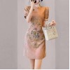 Plus Size Dress for Women Floral Printing Dresses Fake Two-piece Dress