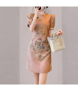 Plus Size Dress for Women Floral Printing Dresses Fake Two-piece Dress