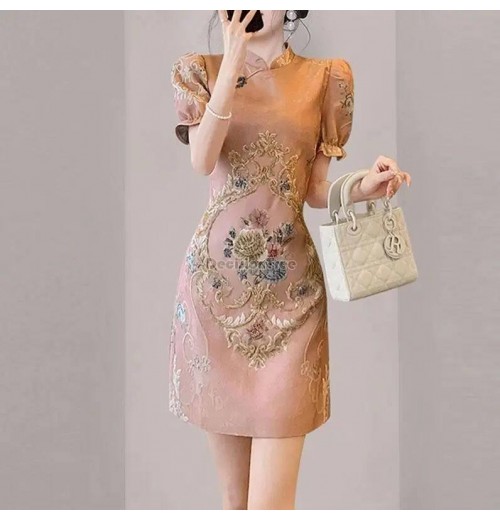 Plus Size Dress for Women Floral Printing Dresses Fake Two-piece Dress