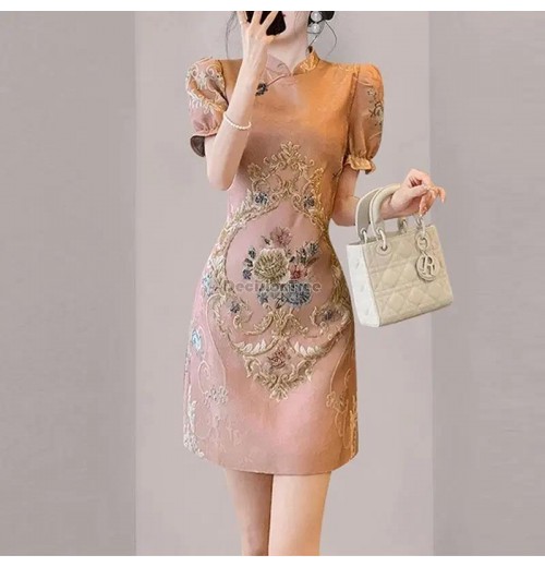 Plus Size Dress for Women Floral Printing Dresses Fake Two-piece Dress