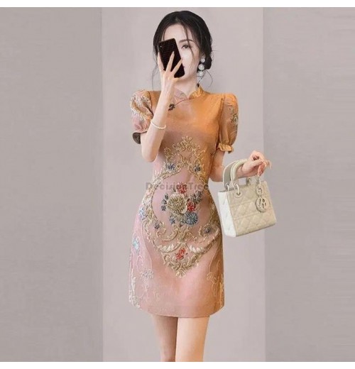 Plus Size Dress for Women Floral Printing Dresses Fake Two-piece Dress