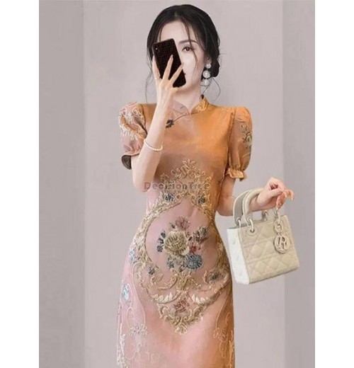 Plus Size Dress for Women Floral Printing Dresses Fake Two-piece Dress