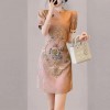 Plus Size Dress for Women Floral Printing Dresses Fake Two-piece Dress