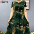 Oversized cotton silk vest dress, summer new ethnic style women's clothing, artistic r printing, sleeveless long swi