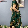 Oversized cotton silk vest dress, summer new ethnic style women's clothing, artistic r printing, sleeveless long swi