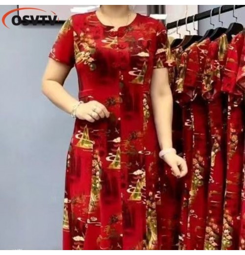 Oversized cotton silk vest dress, summer new ethnic style women's clothing, artistic r printing, sleeveless long swi