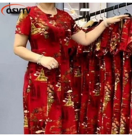 Oversized cotton silk vest dress, summer new ethnic style women's clothing, artistic r printing, sleeveless long swi