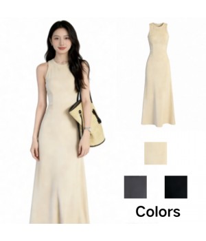 summer women's new loose and slimming pure cotton printed simple casual round neck sleeveless dress