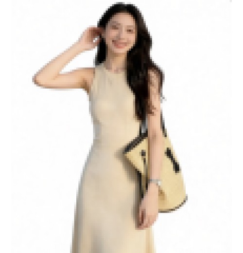 summer women's new loose and slimming pure cotton printed simple casual round neck sleeveless dress
