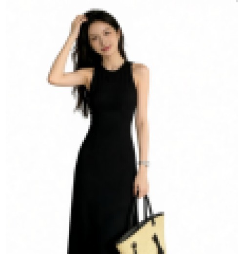 summer women's new loose and slimming pure cotton printed simple casual round neck sleeveless dress